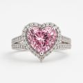 Pink Heart Solitaire Halo Ring with Crystal Band | Anti Tarnish | Stainless Steel