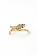 Golden Snake Design Ring with Crystal Accents | Anti Tarnish | Stainless Steel