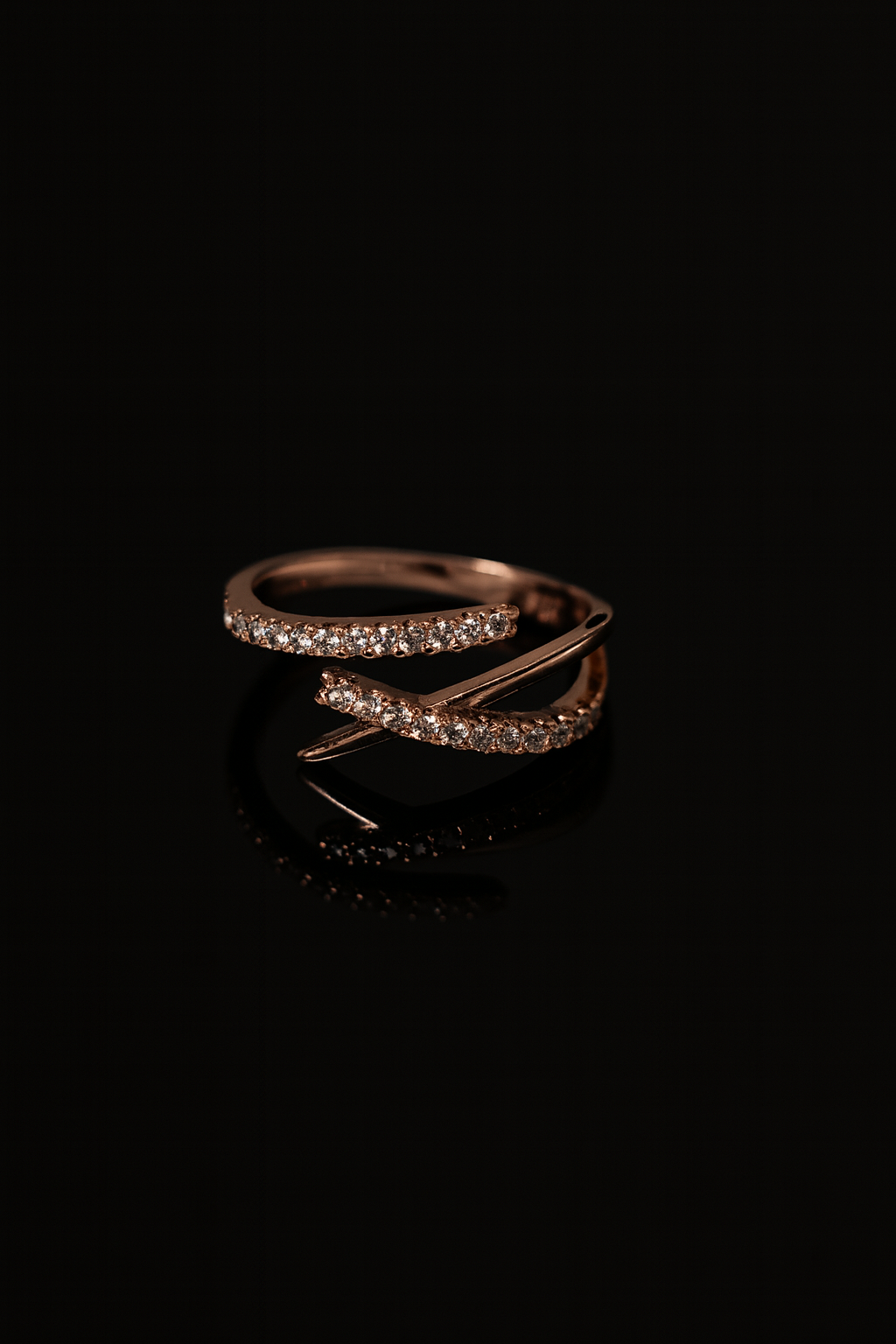 Rose Gold Wrap Crystal Ring | Korean Designer Jewellery