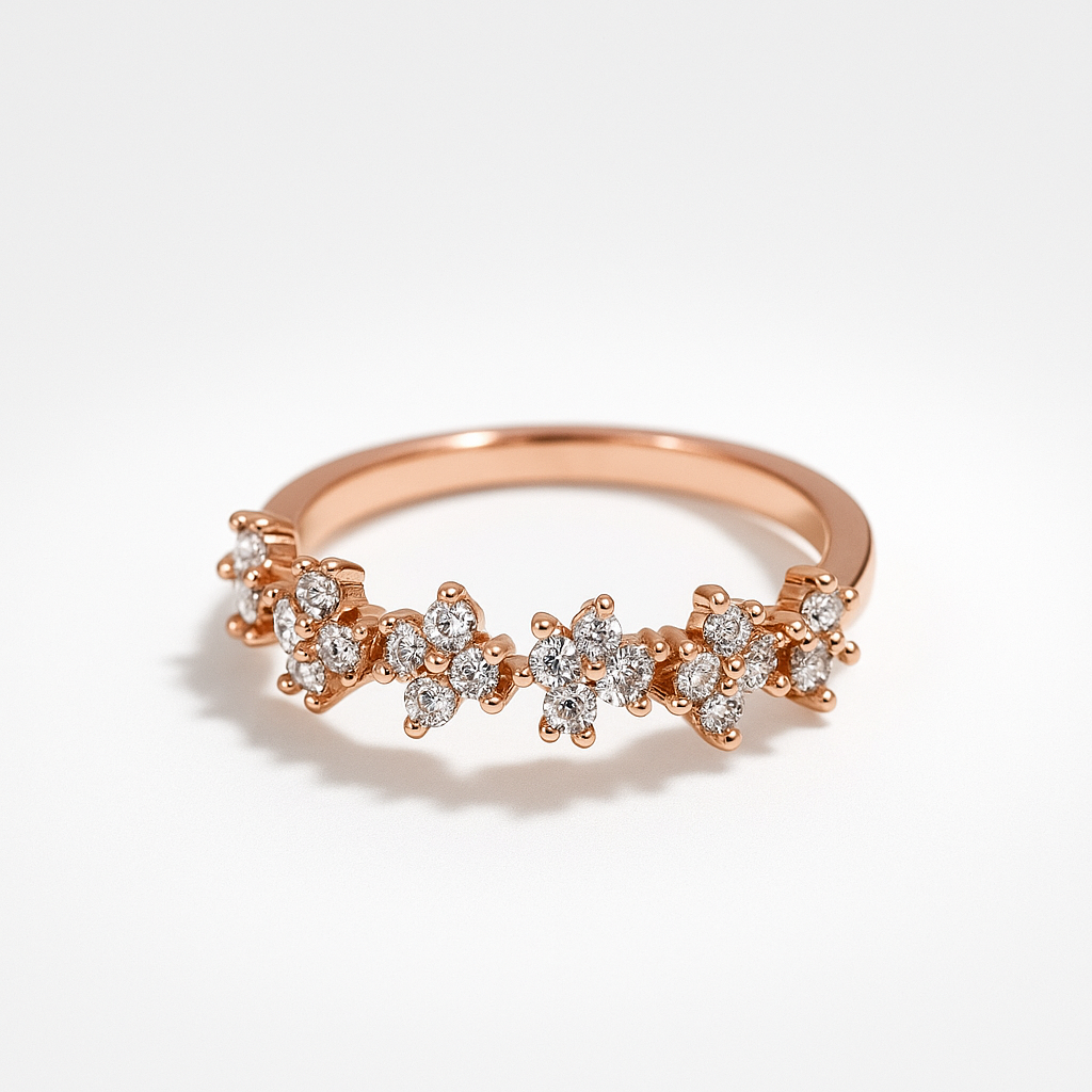 Floral Sparkle Cluster Ring | Korean Designer Jewellery
