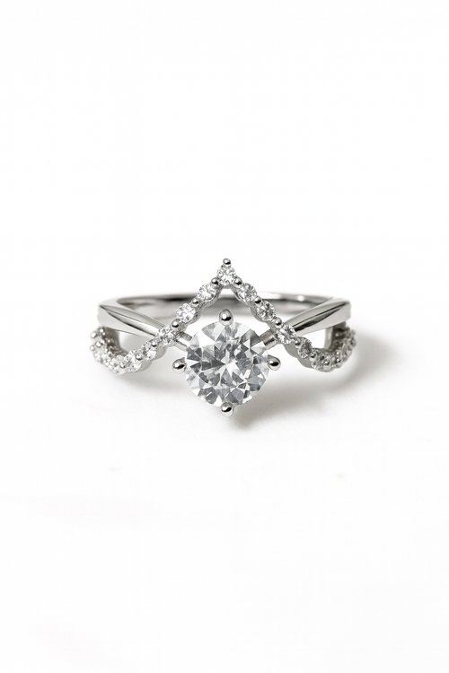 Crystal Crown-Inspired Solitaire Ring | Korean Designer Jewellery