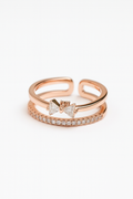 Rose Gold Bow Accent Double Band Ring | Korean Designer Jewellery