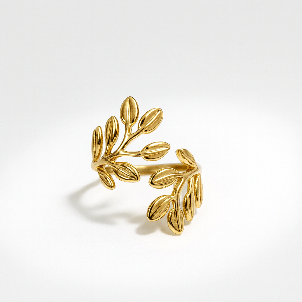 Golden Leaf Adjustable Ring | Anti Tarnish | Stainless Steel