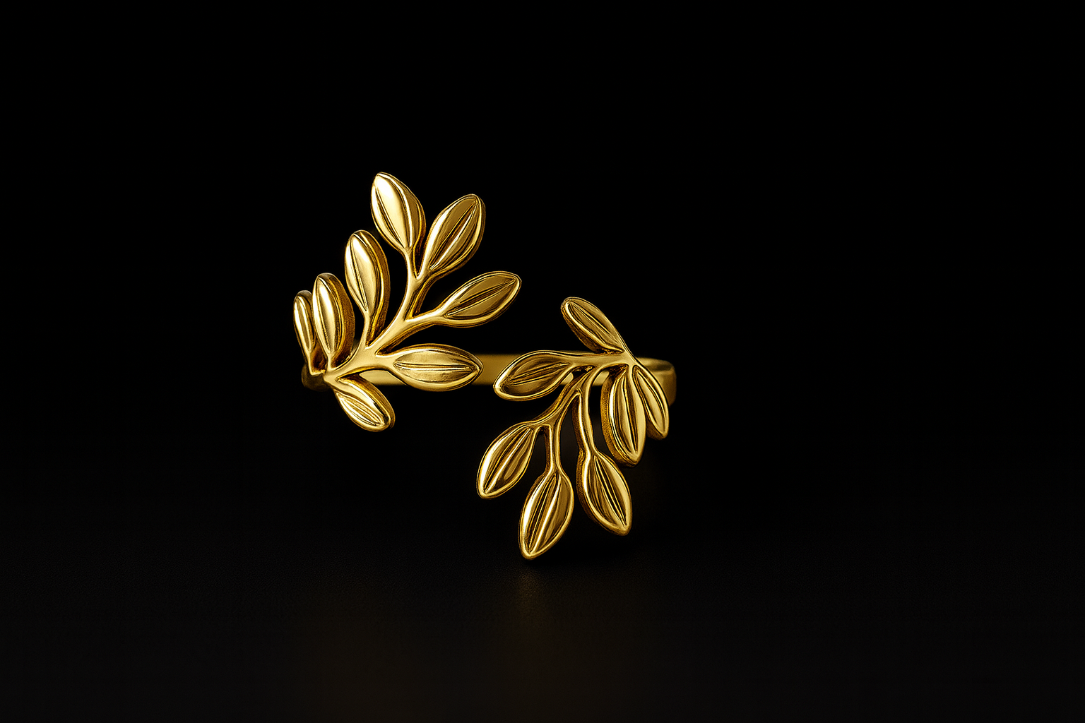 Golden Leaf Adjustable Ring | Anti Tarnish | Stainless Steel