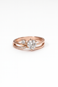 Dual Crystal Rose Gold Ring with Crossover Band | Korean Designer Jewellery l