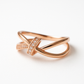 Rose Gold Infinity Knot Crystal Ring | Korean Designer Jewellery l
