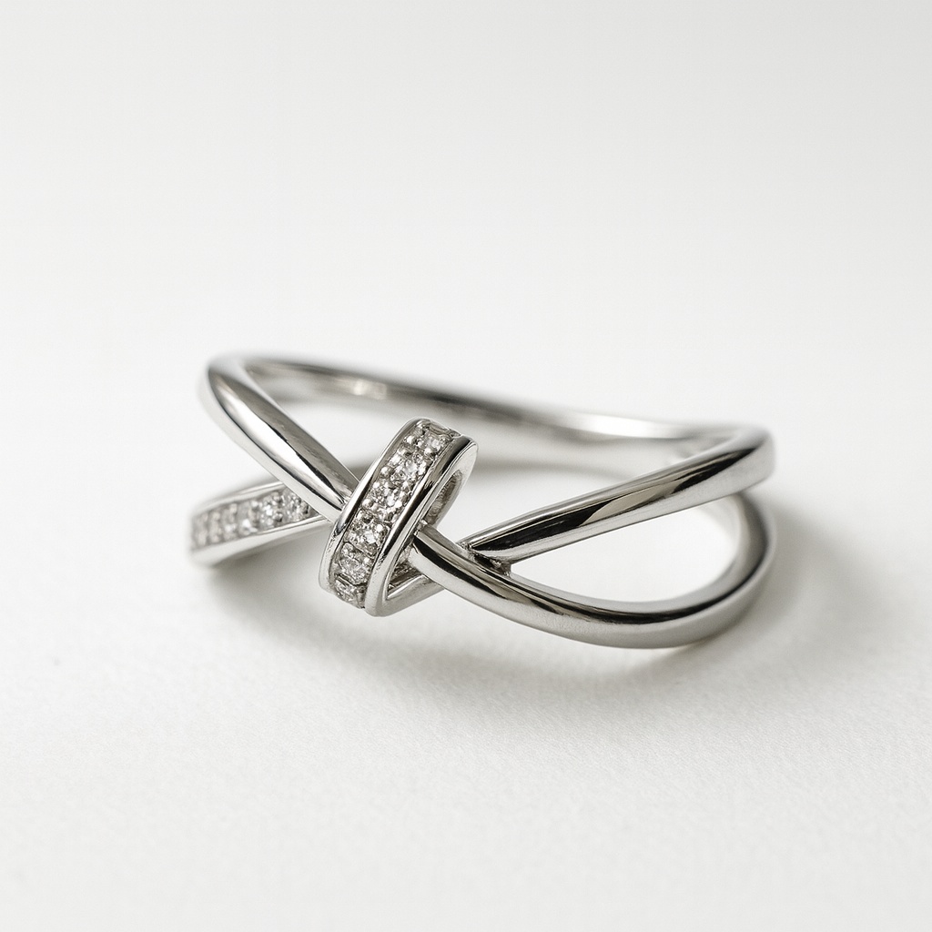 Silver Knot Crystal Ring | Korean Designer Jewellery l