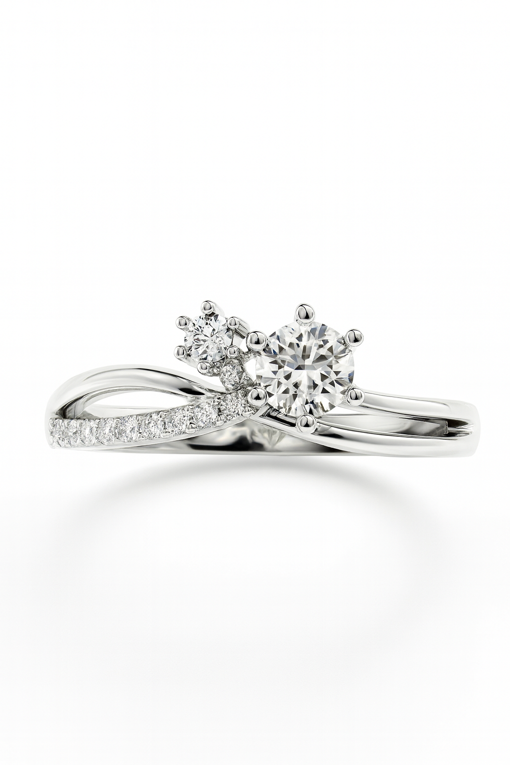 Elegant Twin Crystal Silver Ring | Korean Designer Jewellery