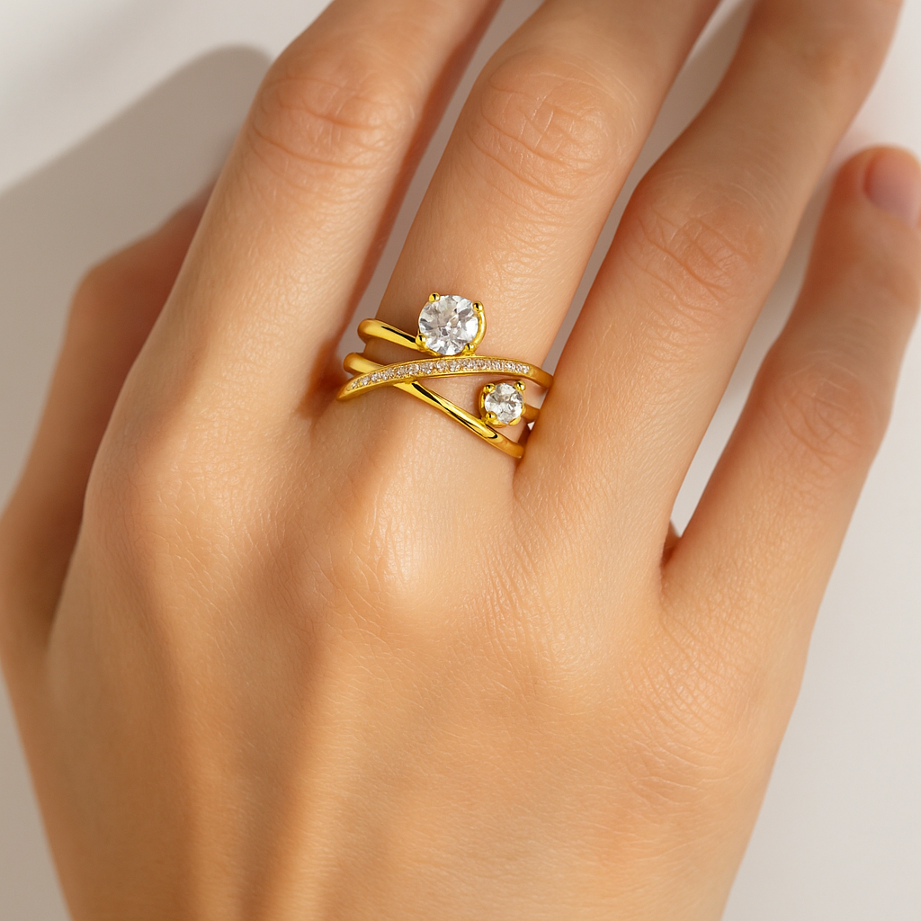 Golden Serpent Spiral Ring | Korean Designer Jewellery