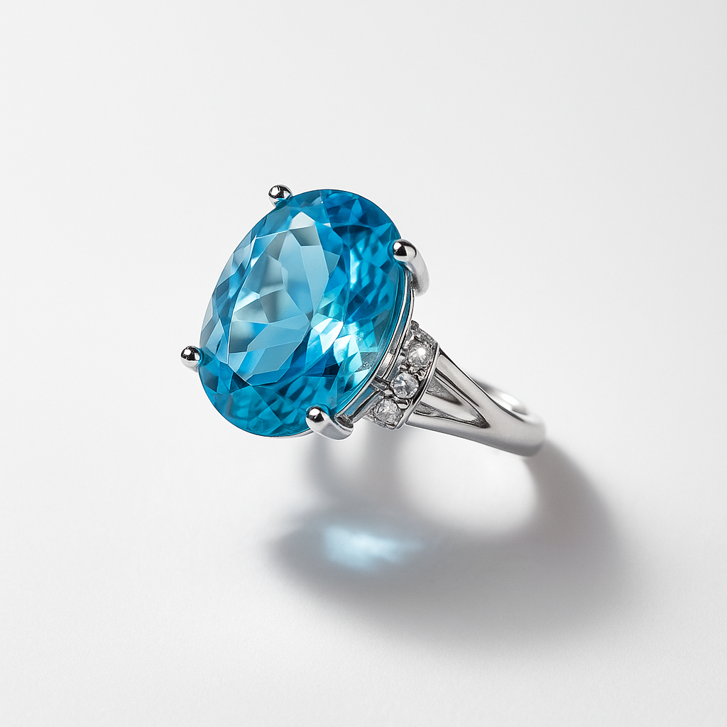Bold Oval Blue Gem Statement Ring | Anti Tarnish | Stainless Steel