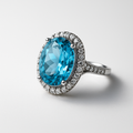 Oval Blue Halo Sparkle Ring | Anti Tarnish | Stainless Steel