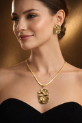 Gold Finish Necklace & Earring Set for Women | Anti-Tarnish Stainless Steel