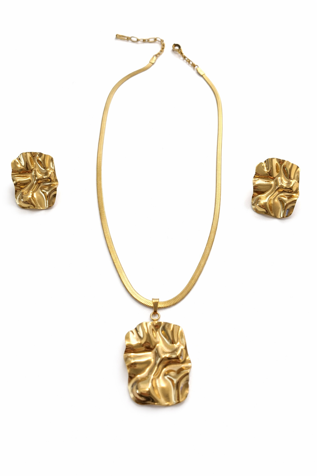 Gold Finish Necklace & Earring Set for Women | Anti-Tarnish Stainless Steel