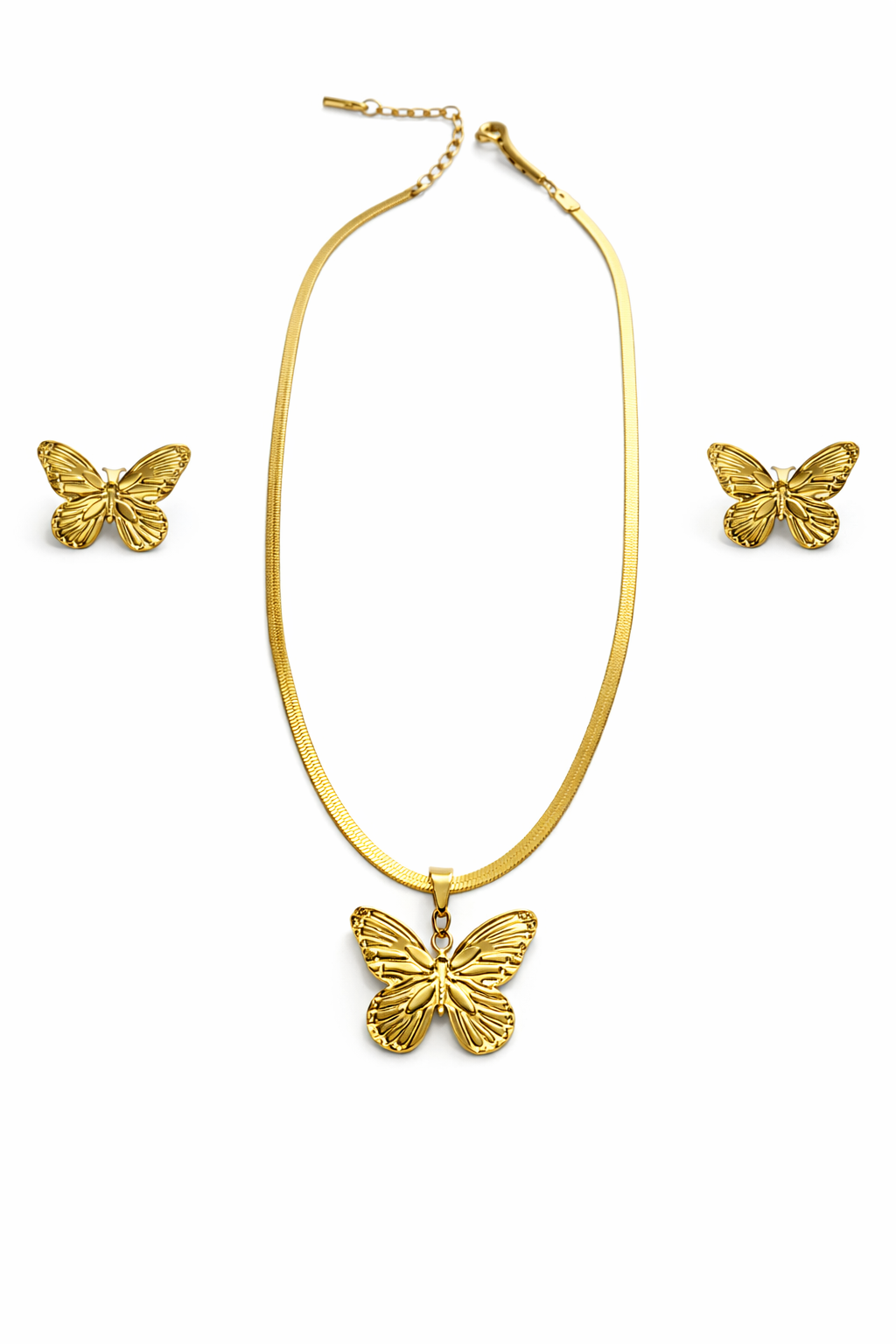 Gold Finish Necklace & Earring Set for Women | Anti-Tarnish Stainless Steel