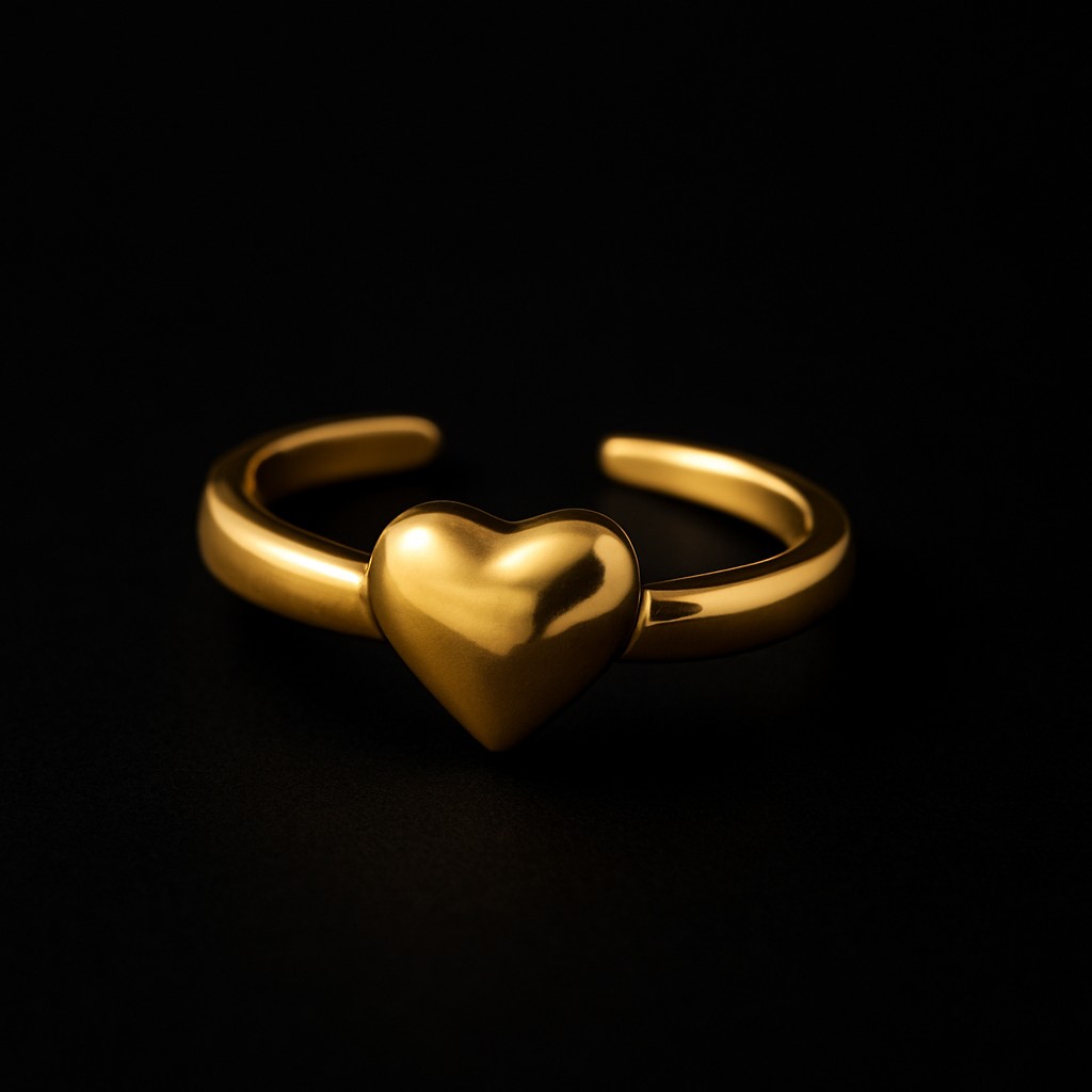 Golden Heart Statement Ring | Anti Tarnish | Stainless Steel