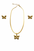 Gold Finish Necklace & Earring Set for Women | Anti-Tarnish Stainless Steel