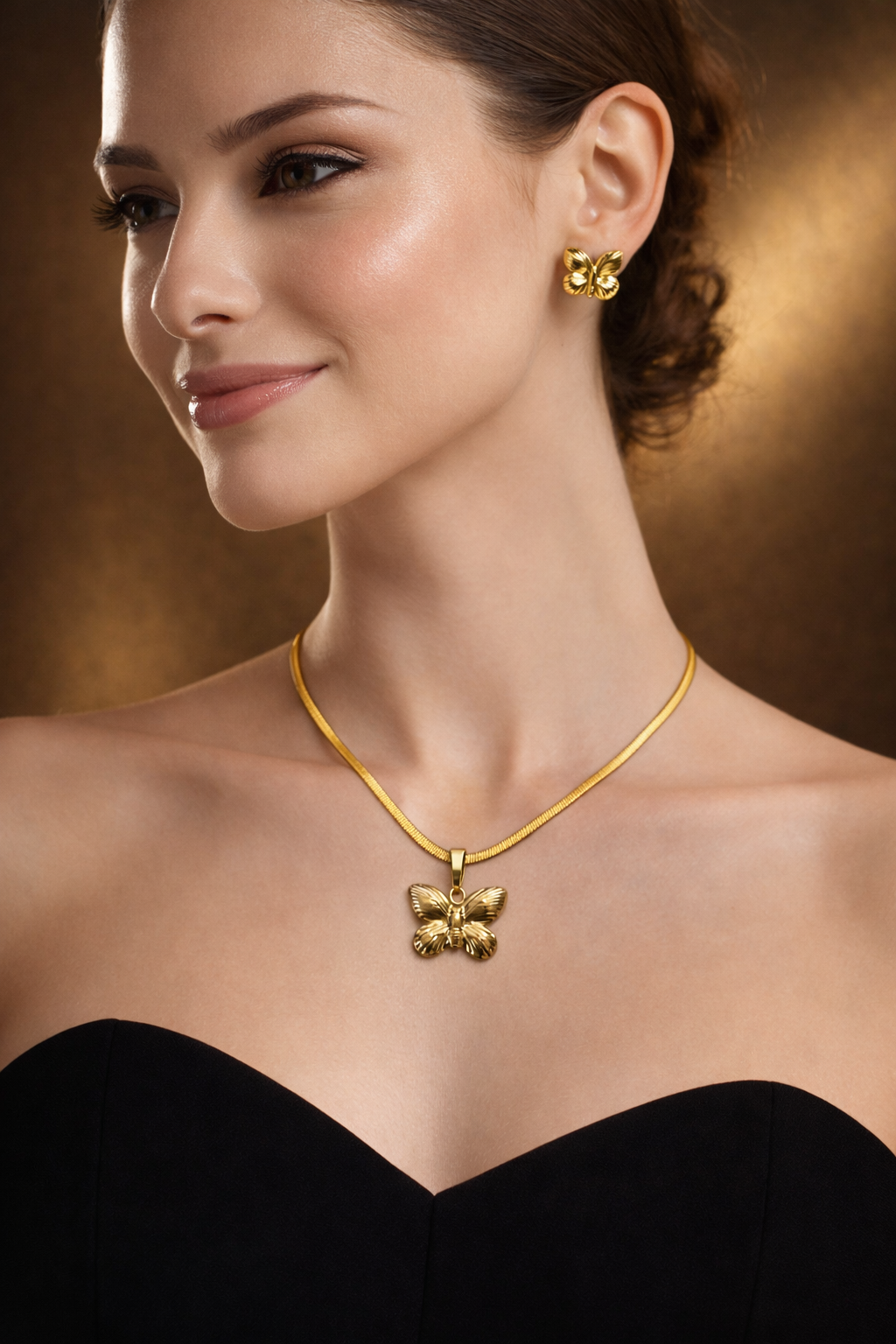 Gold Finish Necklace & Earring Set for Women | Anti-Tarnish Stainless Steel