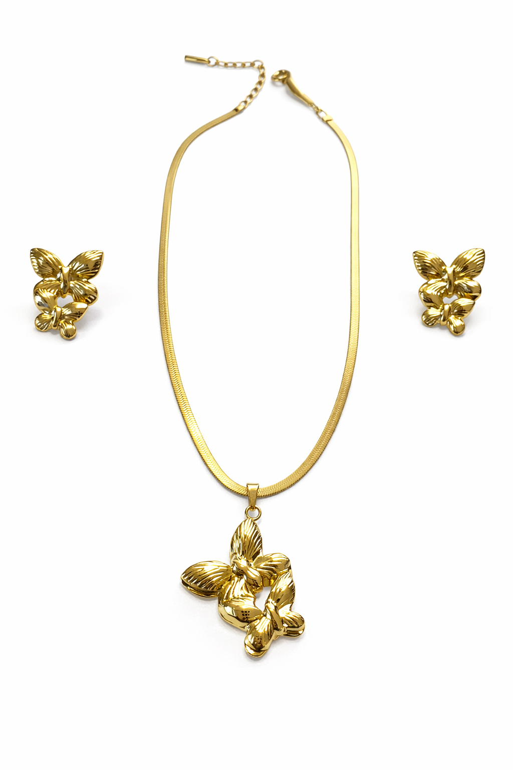 Gold Finish Necklace & Earring Set for Women | Anti-Tarnish Stainless Steel