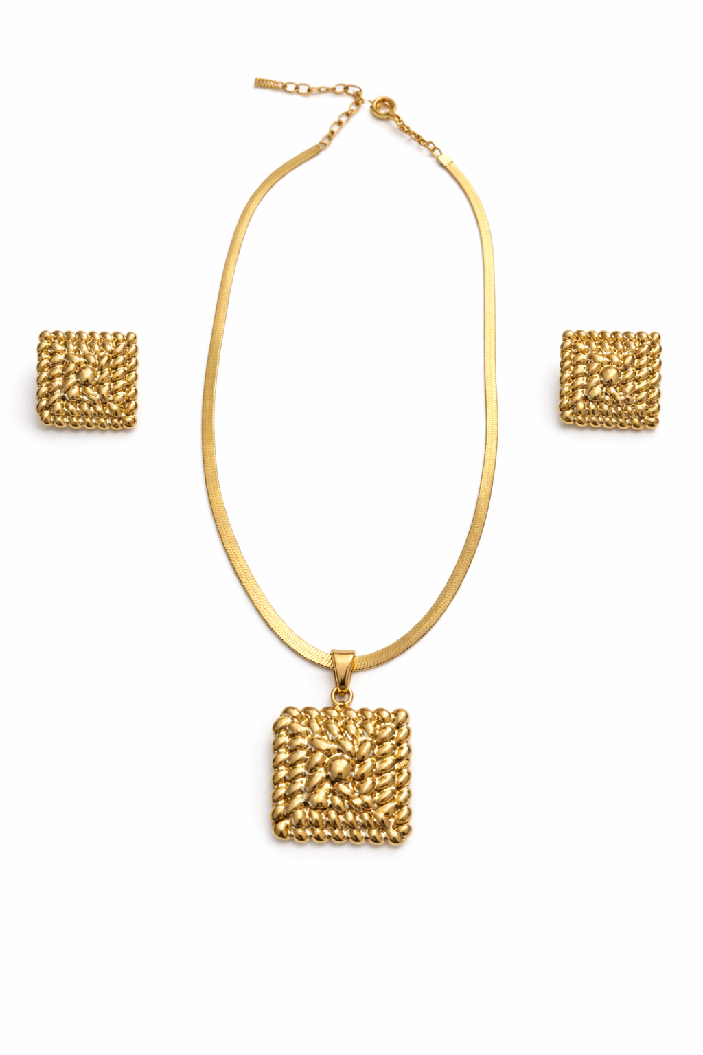 Gold Finish Necklace & Earring Set for Women | Anti-Tarnish Stainless Steel