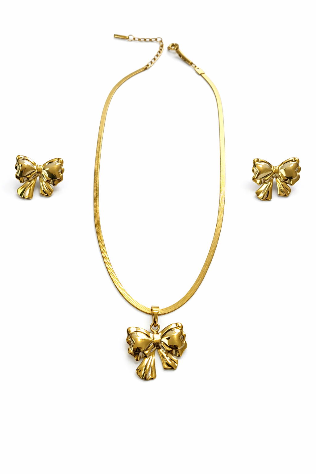 Gold Finish Necklace & Earring Set for Women | Anti-Tarnish Stainless Steel