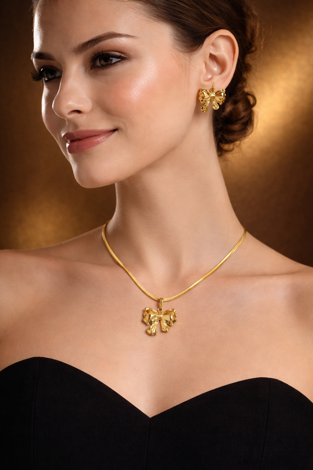 Gold Finish Necklace & Earring Set for Women | Anti-Tarnish Stainless Steel