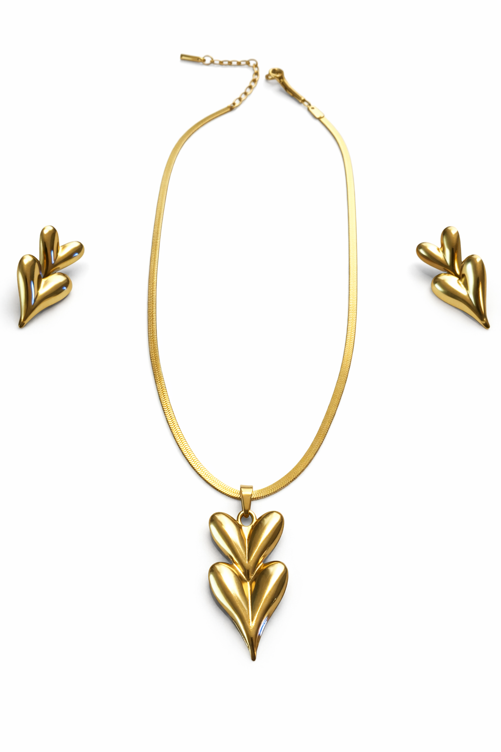 Gold Finish Necklace & Earring Set for Women | Anti-Tarnish Stainless Steel