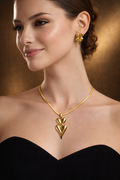 Gold Finish Necklace & Earring Set for Women | Anti-Tarnish Stainless Steel