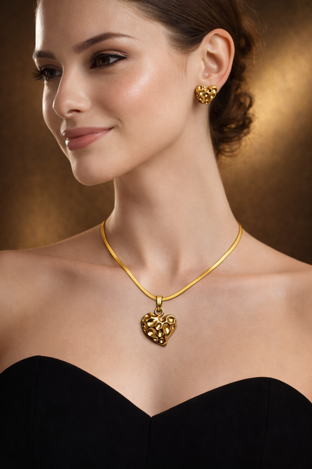 Gold Finish Necklace & Earring Set for Women | Anti-Tarnish Stainless Steel