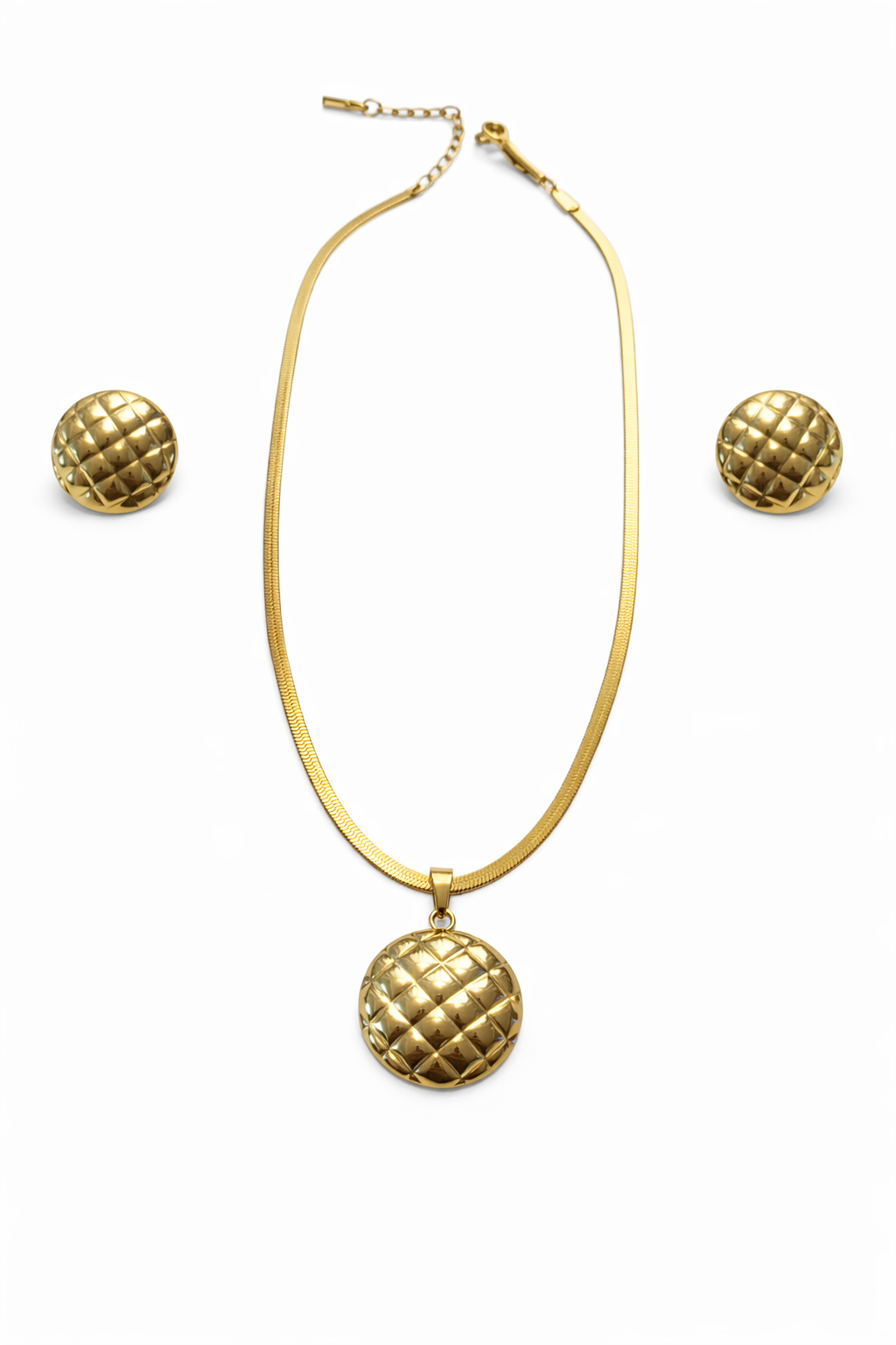 Gold Finish Necklace & Earring Set for Women | Anti-Tarnish Stainless Steel