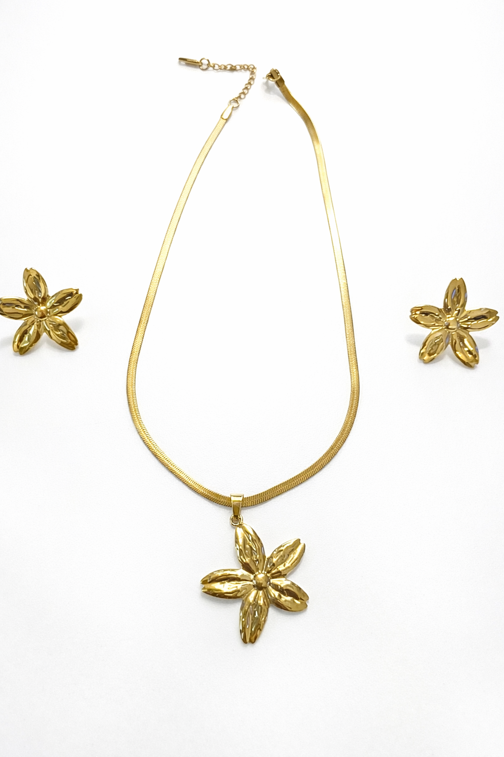 Gold Finish Necklace & Earring Set for Women | Anti-Tarnish Stainless Steel