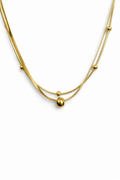 Minimalist Triple-Layer Beaded Chain Necklace – Gold Finish | Anti Tarnish Stainless Steel