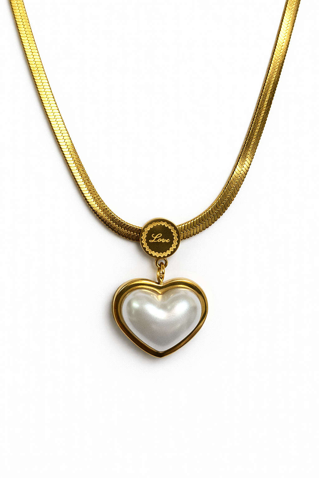 Elegant Heart Pearl Pendant Necklace – Gold Tone Love Charm | Anti Tarnish Stainless Steel