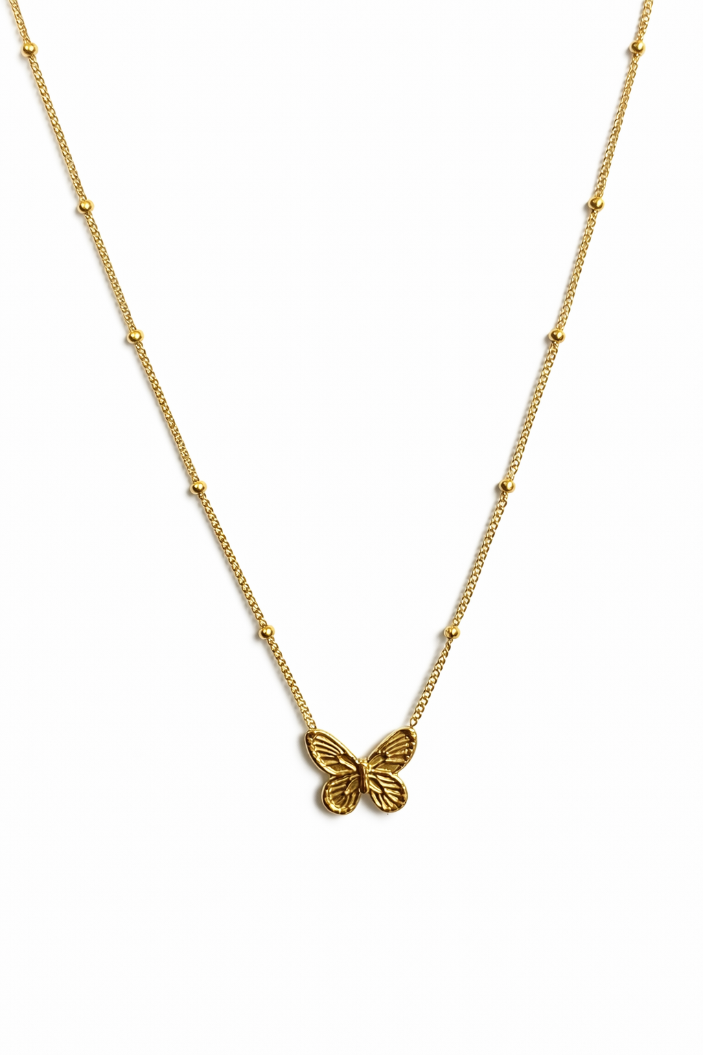 Delicate Butterfly Pendant Necklace – Gold Tone Minimal Chain | Anti Tarnish Stainless Steel