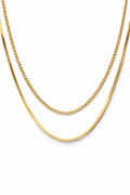 Layered Dual Chain Necklace – Gold Tone Minimal Design | Anti Tarnish Stainless Steel