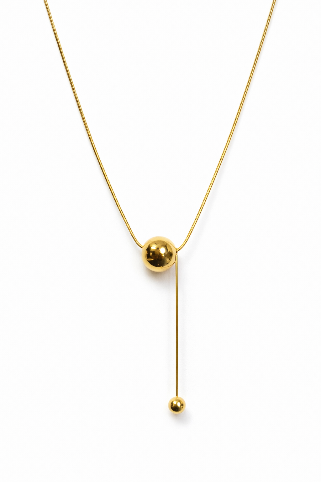 Modern Drop Ball Pendant Necklace – Gold Tone Minimal Design | Anti Tarnish Stainless Steel