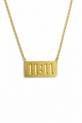 11:11 Engraved Bar Pendant Necklace – Gold Tone Minimal Design | Anti Tarnish Stainless Steel