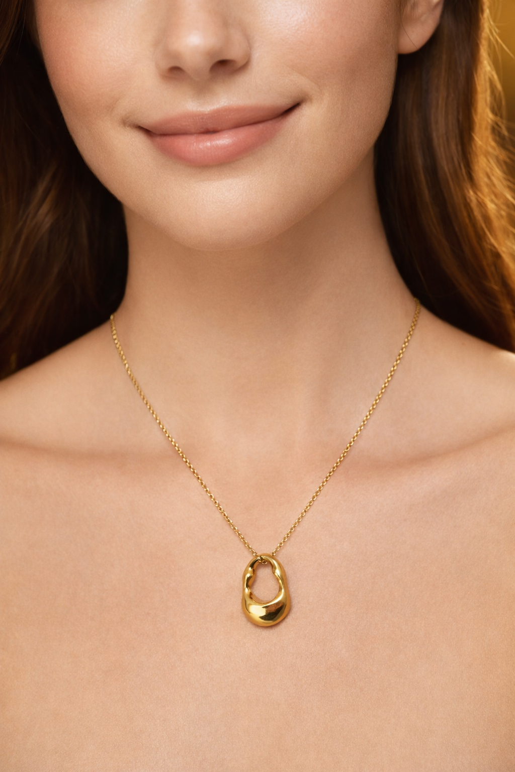 Abstract Drop Pendant Necklace – Gold Tone Modern Design | Anti Tarnish Stainless Steel