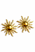 Radiant Sun Motif Earrings – Gold Tone Statement Design | Anti Tarnish Stainless Steel