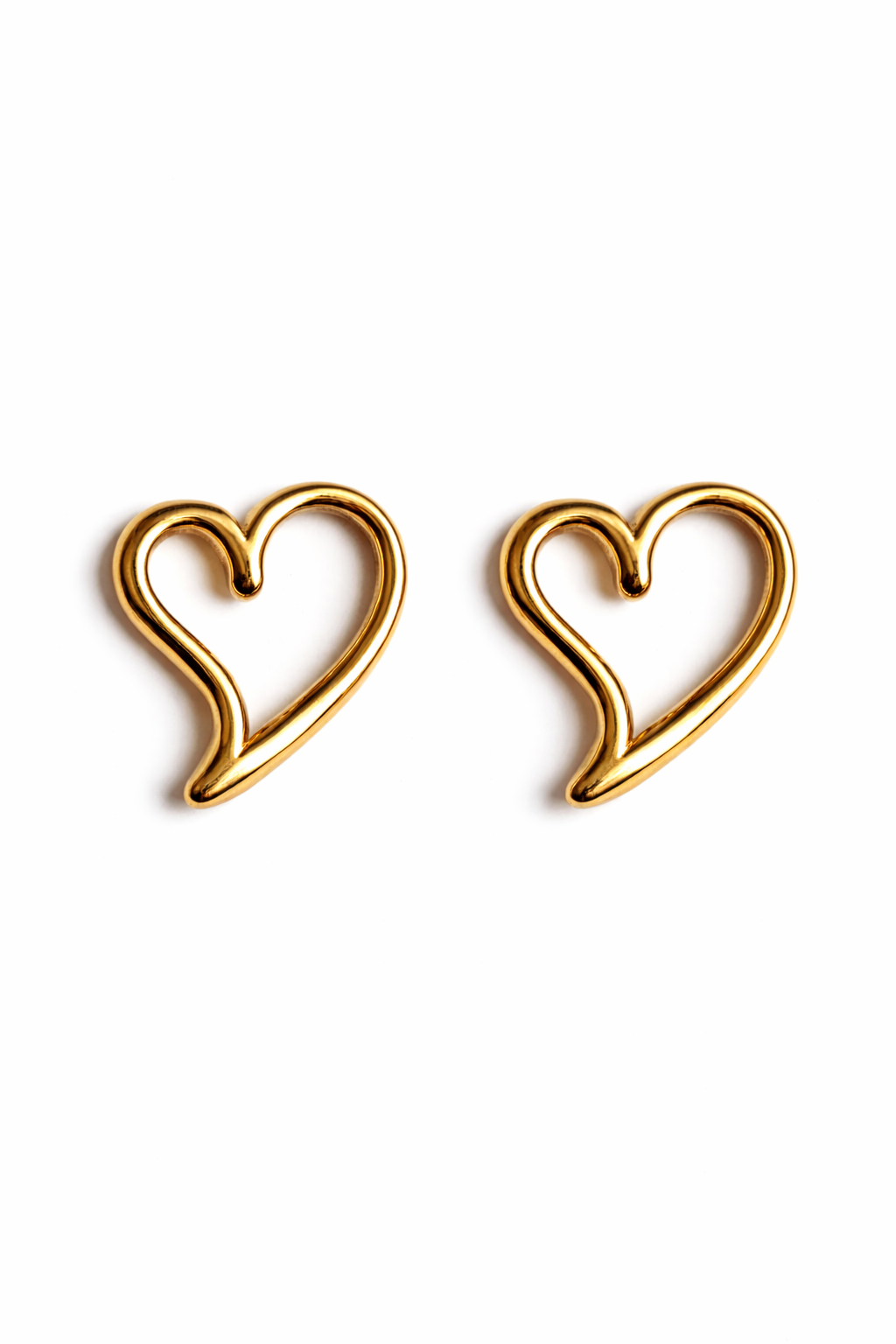 Minimal Open Heart Stud Earrings – Gold Tone Modern Design | Anti Tarnish Stainless Steel