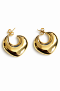 Chunky Crescent Hoop Earrings – Gold Tone Bold Design | Anti Tarnish Stainless Steel