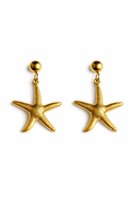 Starfish Drop Earrings – Gold Tone Textured Ocean-Inspired Design | Anti Tarnish Stainless Steel