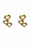 Triple Heart Drop Earrings – Gold Tone Layered Heart Design | Anti Tarnish Stainless Steel