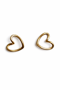 Minimal Open Heart Stud Earrings – Gold Tone Modern Outline Design | Anti Tarnish Stainless Steel