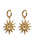 Spiral Sun Drop Hoop Earrings – Gold Tone Celestial Design | Anti Tarnish Stainless Steel