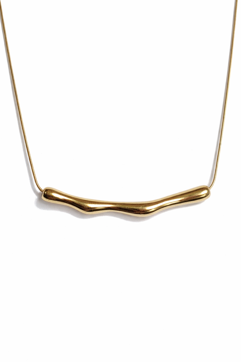 Minimal Gold Curved Bar Pendant Necklace for Women – Modern Elegant Jewelry | Anti Tarnish - Stainless Steel