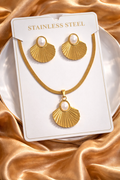 Gold Finish Necklace & Earring Set for Women | Anti-Tarnish Stainless Steel