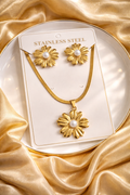Gold Finish Necklace & Earring Set for Women | Anti-Tarnish Stainless Steel