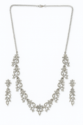 Sparkling Silver-Toned Indian Ethnic Necklace with Earrings