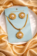 Gold Finish Necklace & Earring Set for Women | Anti-Tarnish Stainless Steel