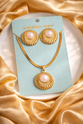 Gold Finish Necklace & Earring Set for Women | Anti-Tarnish Stainless Steel